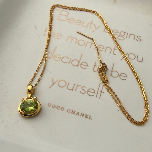 Jewelry - Peridot Necklace | 925 Sterling Silver | 17” Adjustable | Dainty Chain | 7.8mm